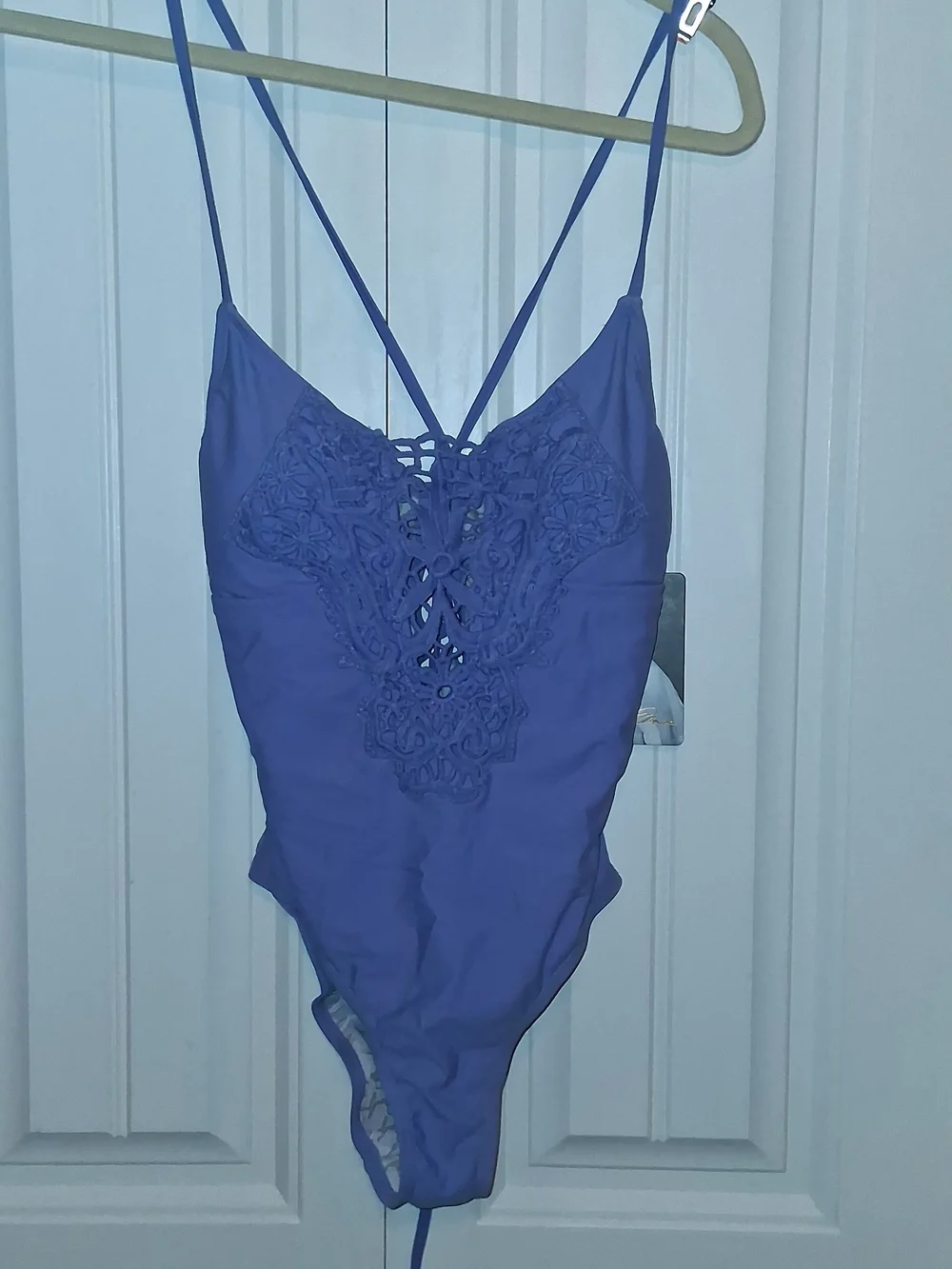 NWT Marilyn Monroe Lilac Crochet-Front One-Piece Women's Size Small